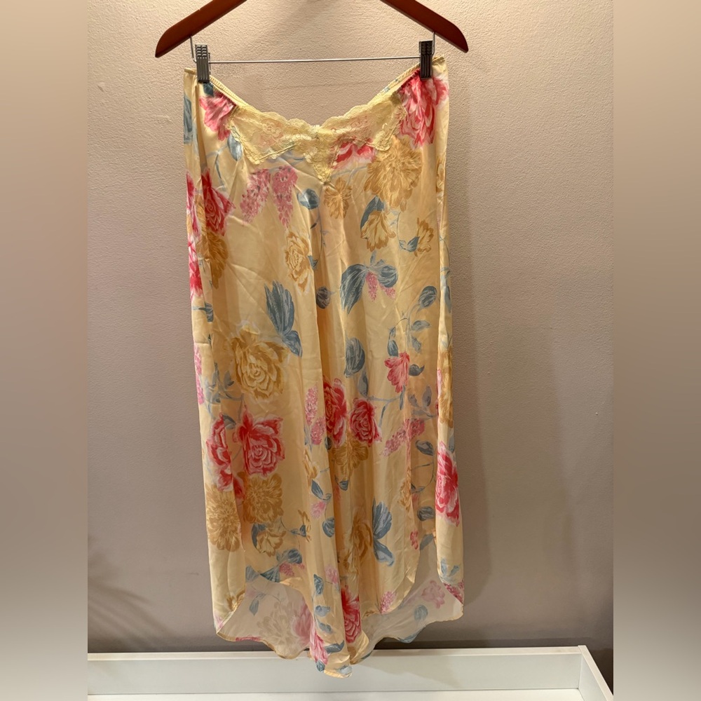 Intimately Free People Yellow Floral Lace Trim High Low Maxi Skirt Size M